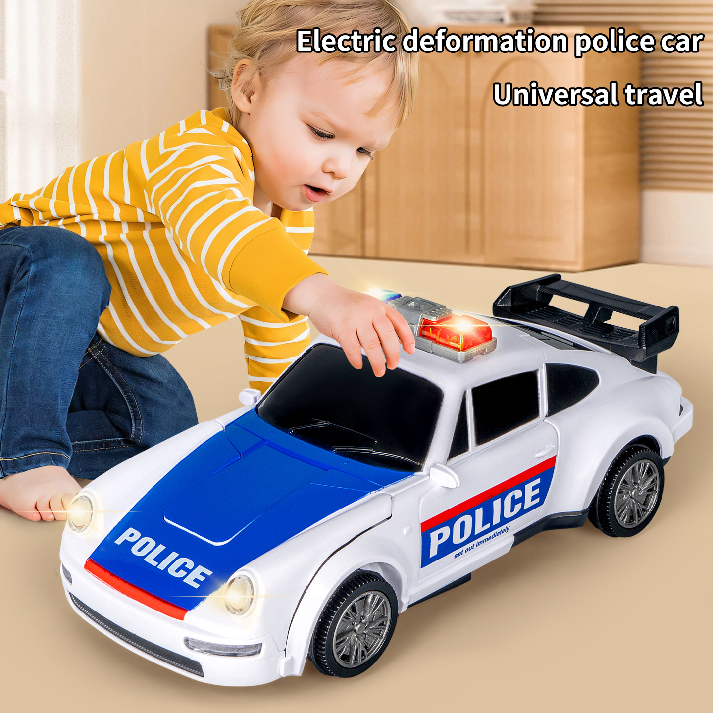 PoliceBot™ – Átalakuló rendőrautó fényekkel, hangokkal és füsthatással