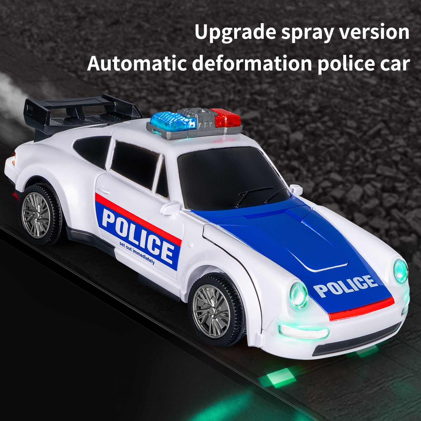PoliceBot™ – Átalakuló rendőrautó fényekkel, hangokkal és füsthatással
