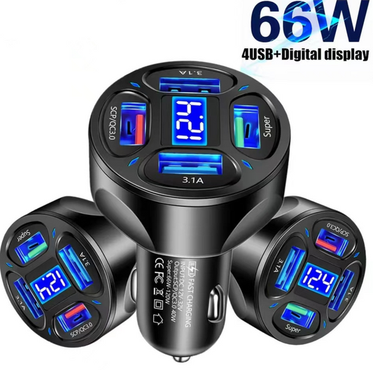 QuadBoost™ autós töltő 4 USB porttal 66W🔥1+1! Rendelj 1-et és kapsz 2-t🔥