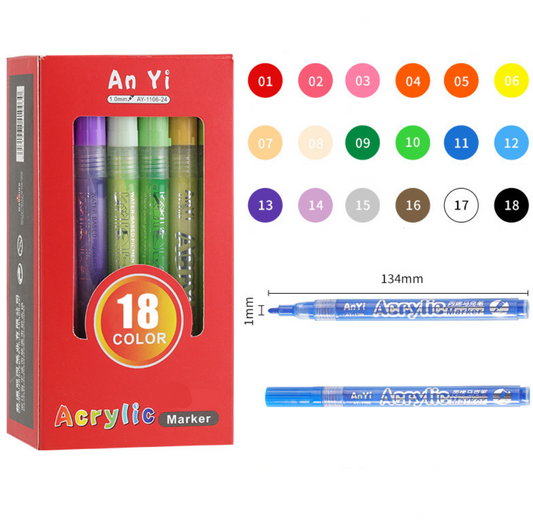 ColorCrafter™ - Prémium minőségű markerek üveghez, fához és akrilhoz (18 darabos készlet)