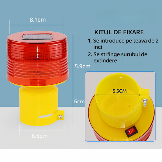 SolarFlash™ - Napelemes LED figyelmeztető lámpa villogó fénnyel