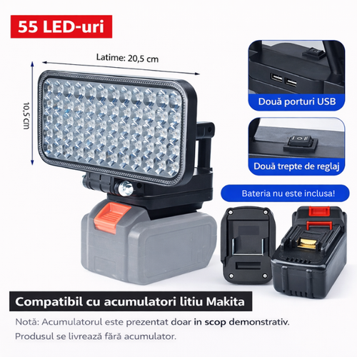 PowerBeam™ – Hordozható LED Lámpa Dupla USB-vel