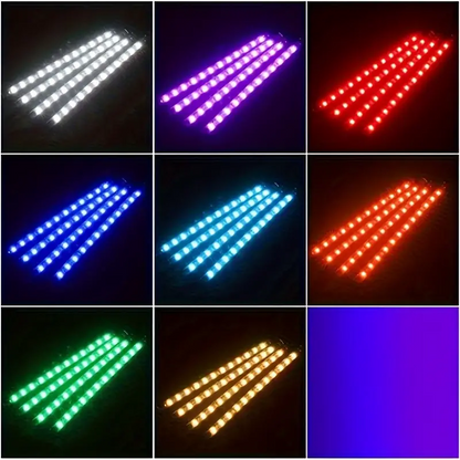Autós LED RGB szalagkészlet távirányítóval (9 szín)